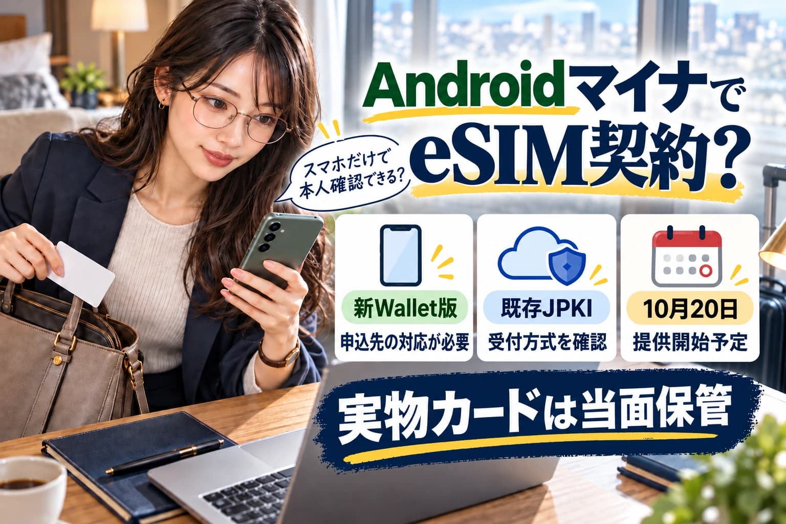 Androidのマイナンバーカードは10月20日からeSIM契約に使える?実物カードが必要な手続きを整理【2026】のヒーロー画像