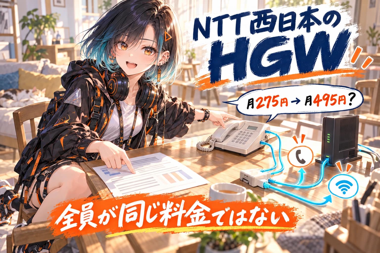NTT西日本のHGWは月275円→495円?契約区分・解約日・市販ルーター代替を確認のヒーロー画像