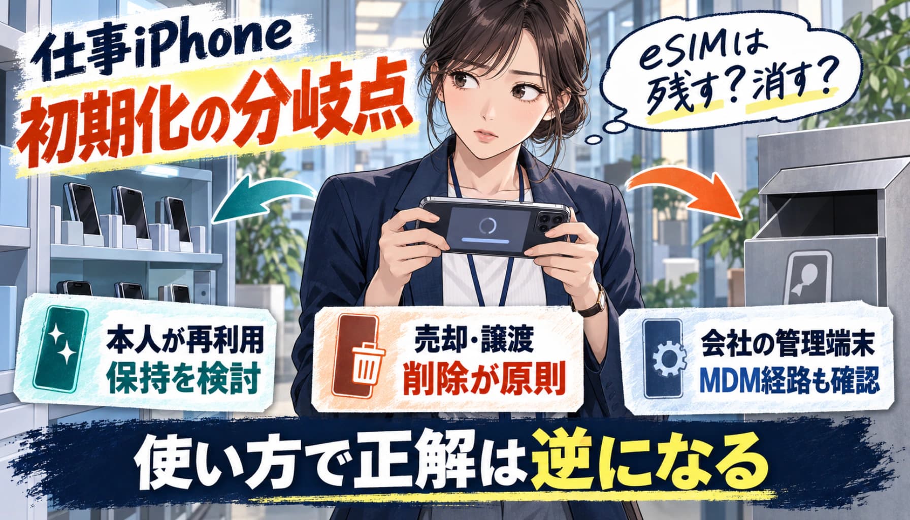 iPhone初期化でeSIMは消える?残す・削除の選び方と消した後の対処のヒーロー画像