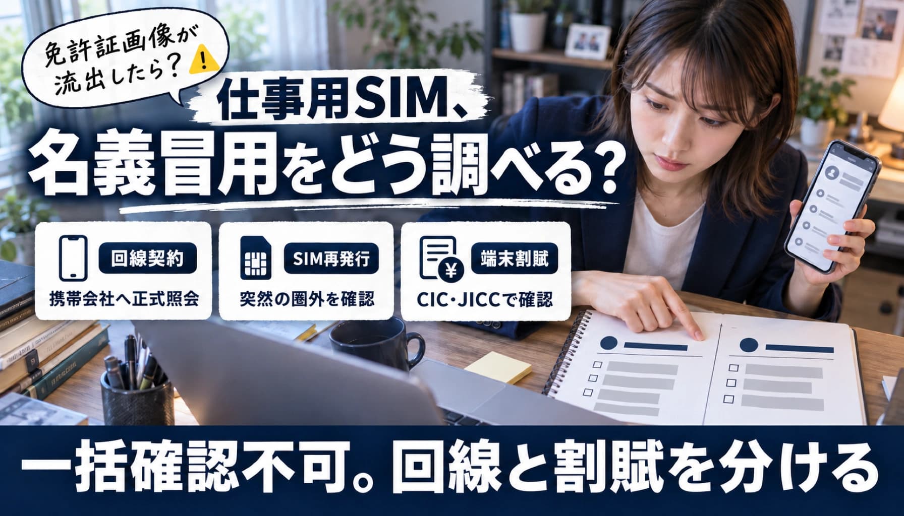 免許証画像が流出したら自分名義のSIMを調べられる?4社の開示手順と限界【2026】のヒーロー画像