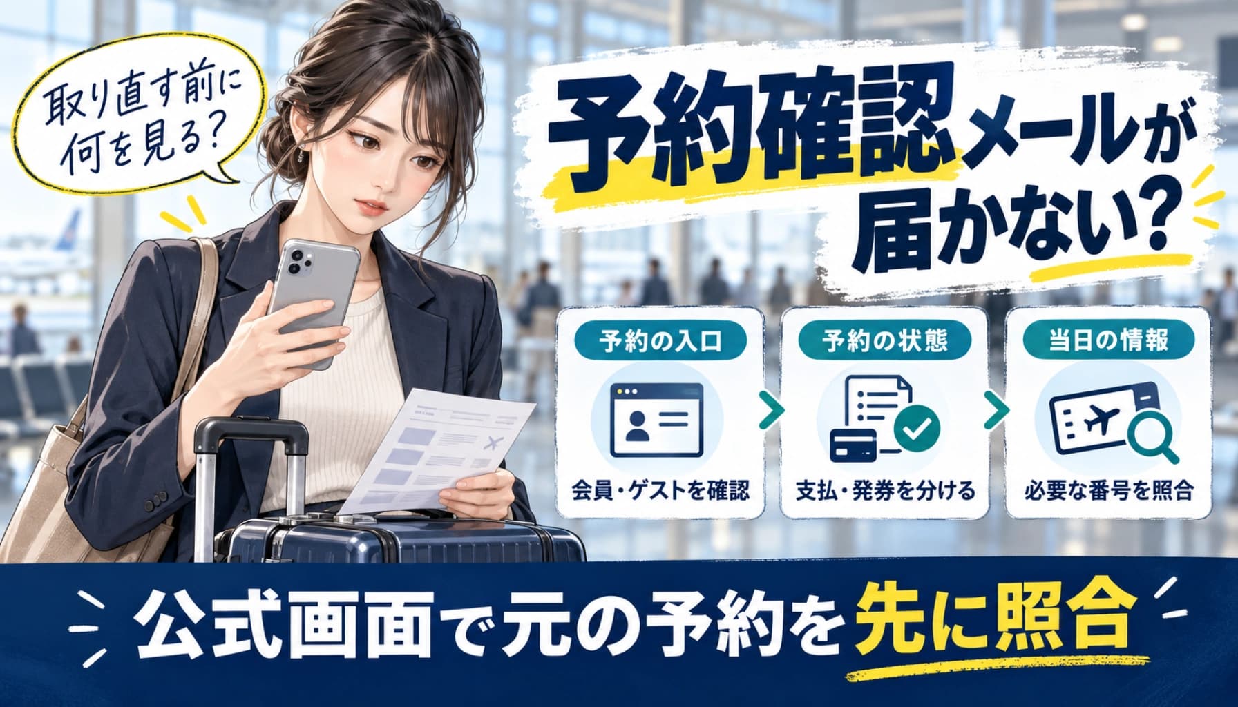 skyticketの予約確認メールが届かない?再予約前に確かめる会員・ゲストと搭乗情報のヒーロー画像
