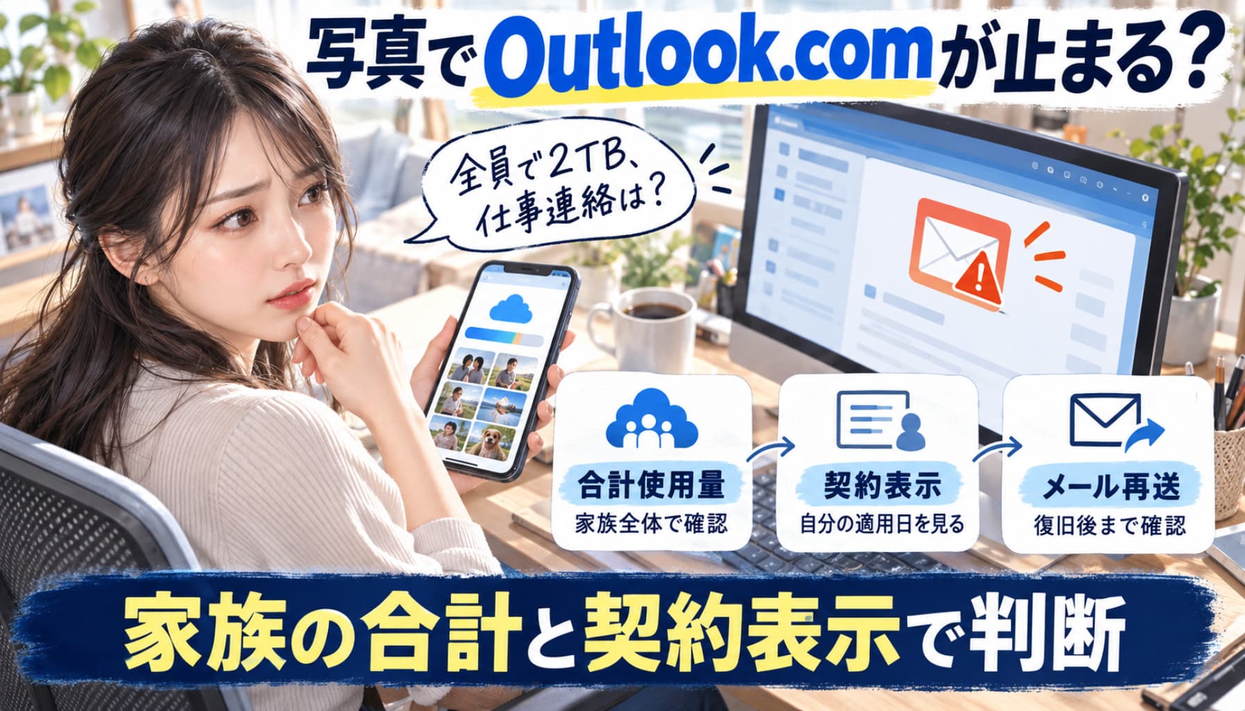 Microsoft 365 Familyは全員で2TBに?写真とOutlook.comの容量を確認する順番のヒーロー画像