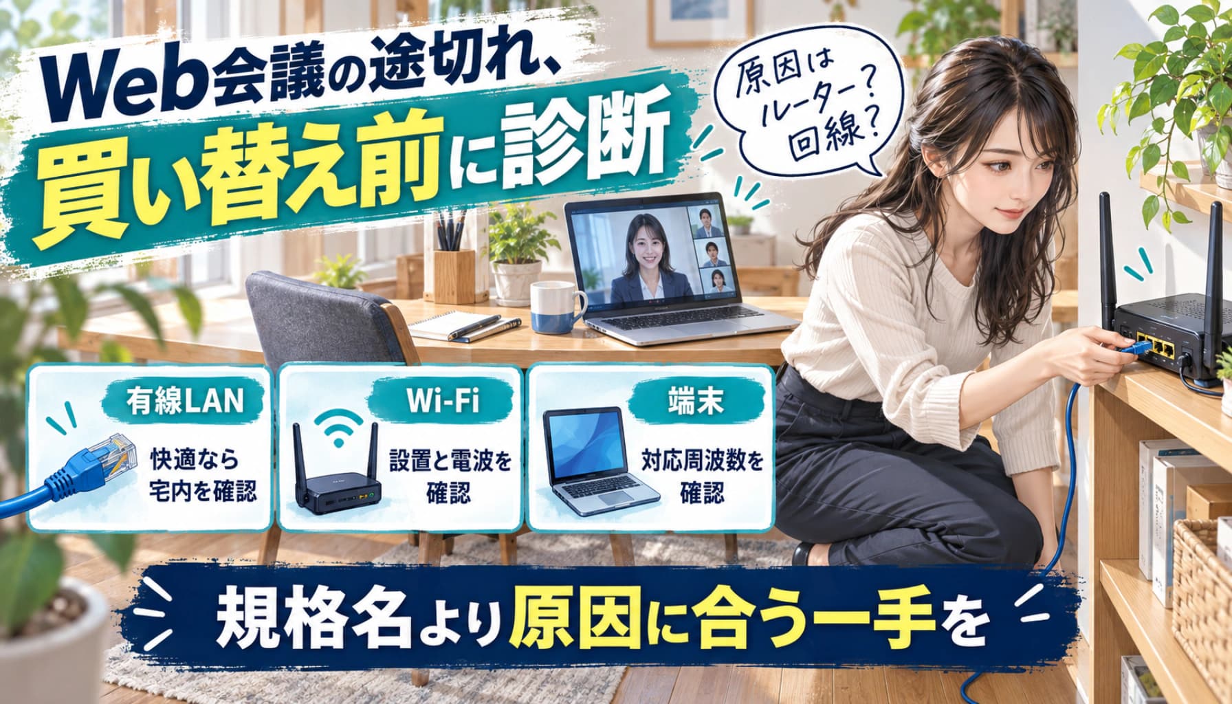 Wi-Fi 7なのに6GHzが使えない?Web会議が途切れる家で、買い替える前に知るべきこと【2026】のヒーロー画像
