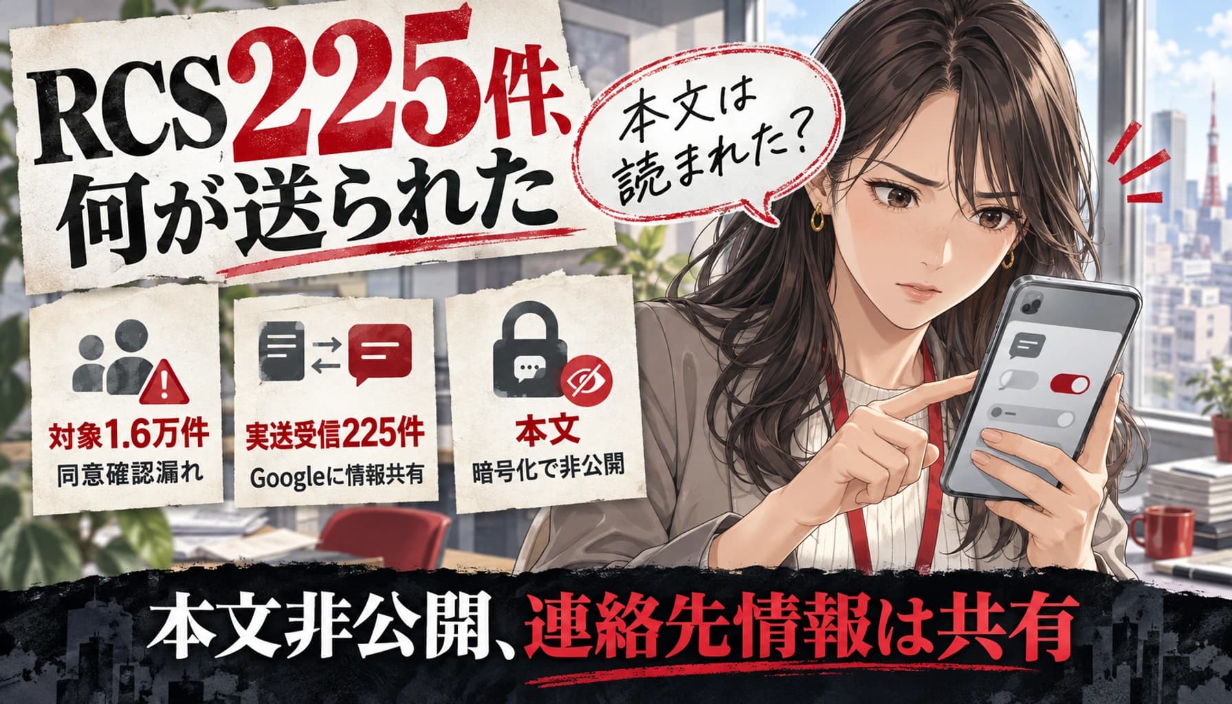 ドコモRCS「同意なし」約1.6万件、Googleに何が送られた?225件の実態と仕事用番号の守り方のヒーロー画像