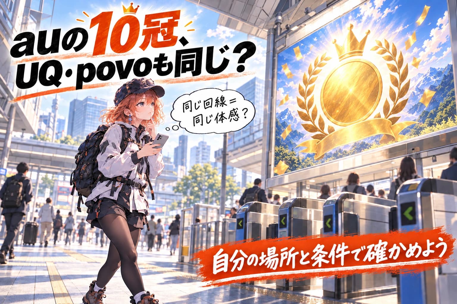 auの通信品質10冠ならUQ・povoも同じ?エリア・優先機能・生活圏で読むのヒーロー画像