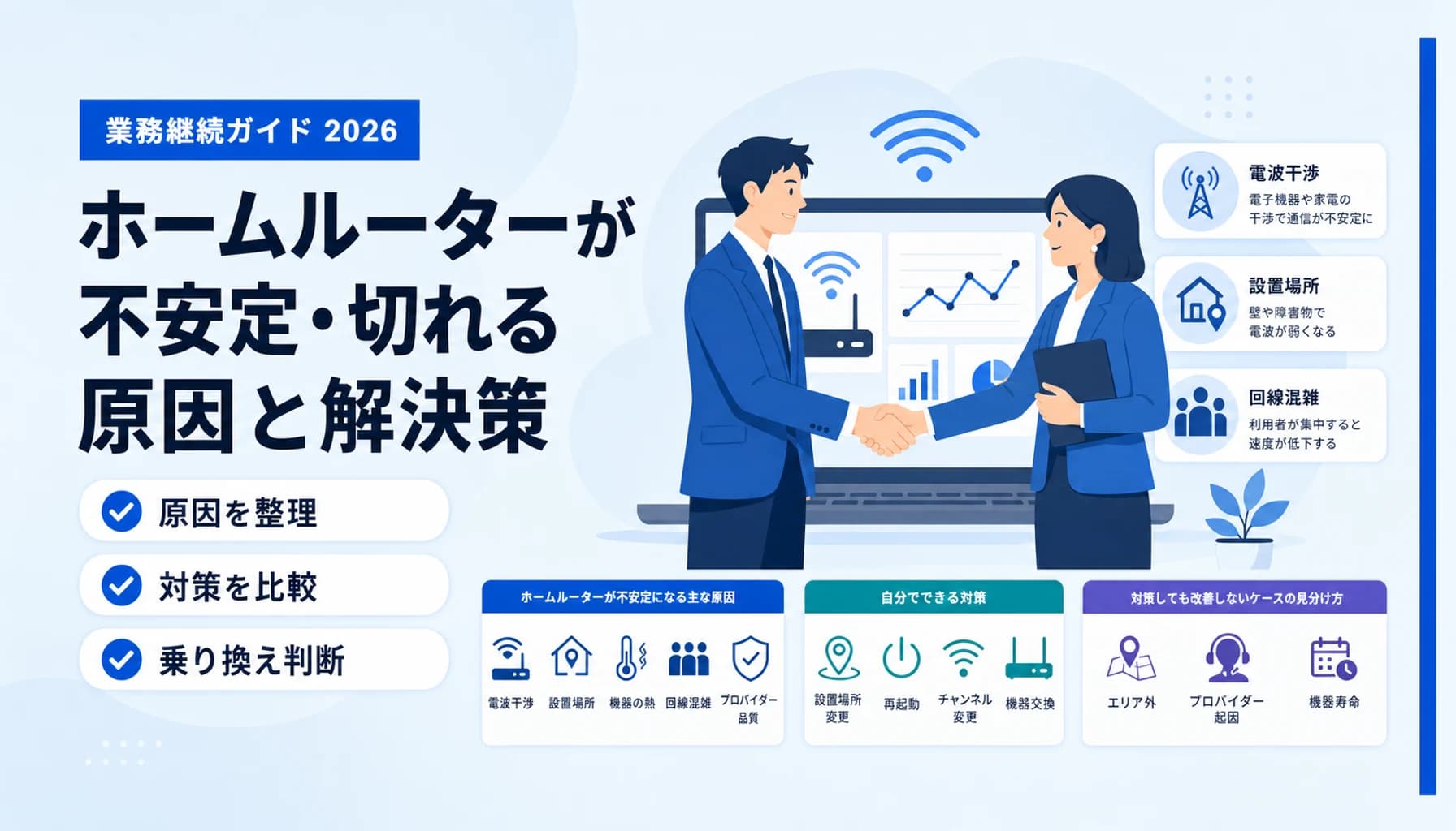 ホームルーターが不安定・切れる原因と解決策|在宅フリーランスの業務継続ガイド2026