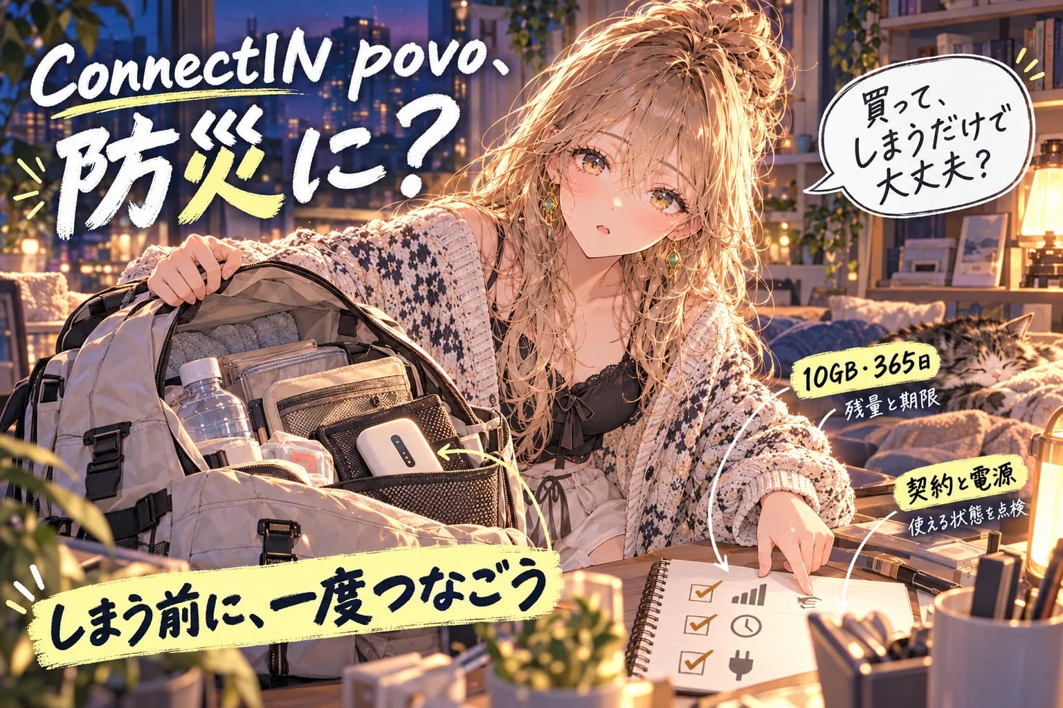 ConnectIN povoは防災ルーターになる?10GBの365日・180日条件・電源を分けて確認のヒーロー画像