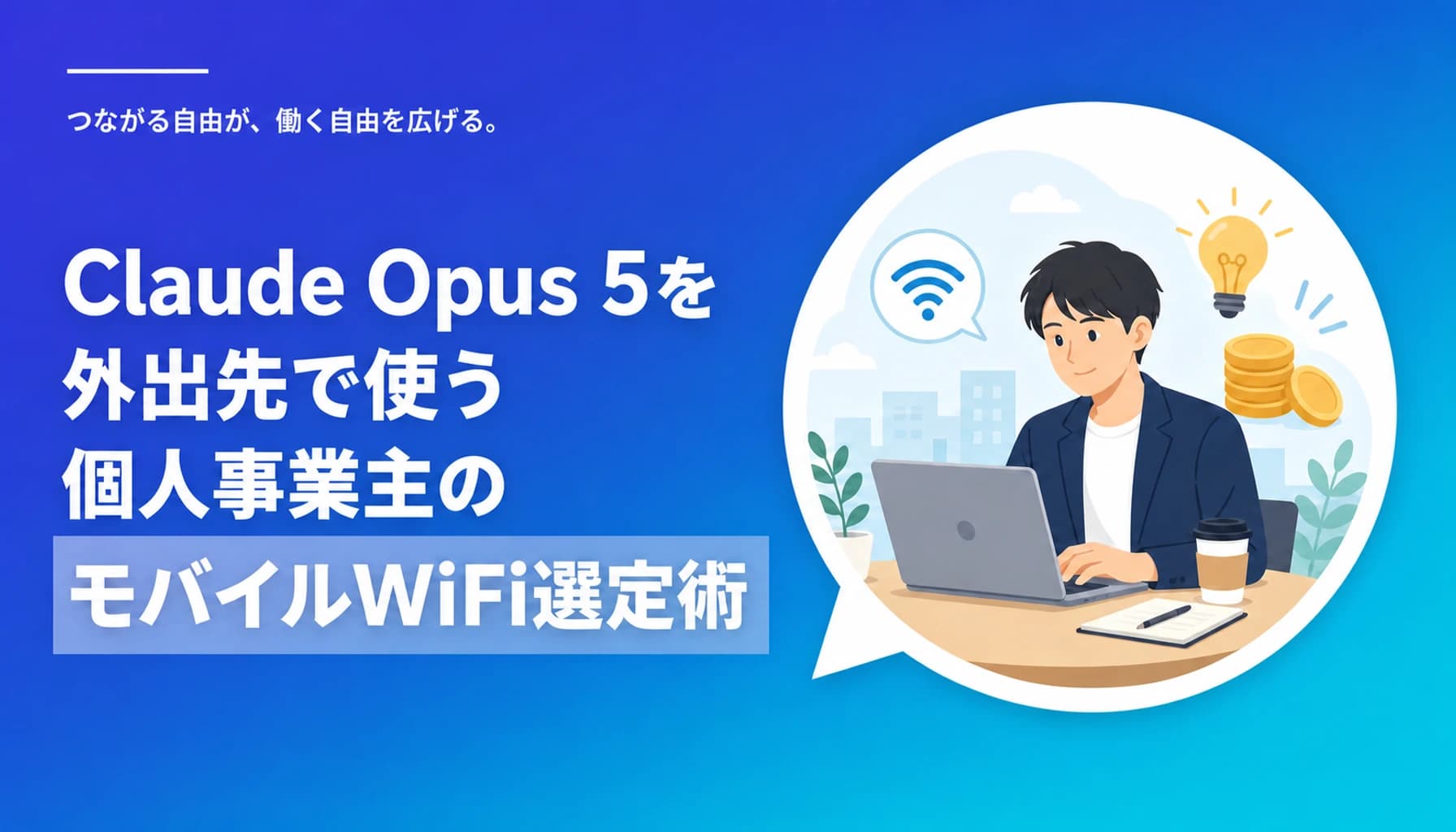 Claude Opus 5を外出先で使う個人事業主のモバイルWiFi選定術のヒーロー画像