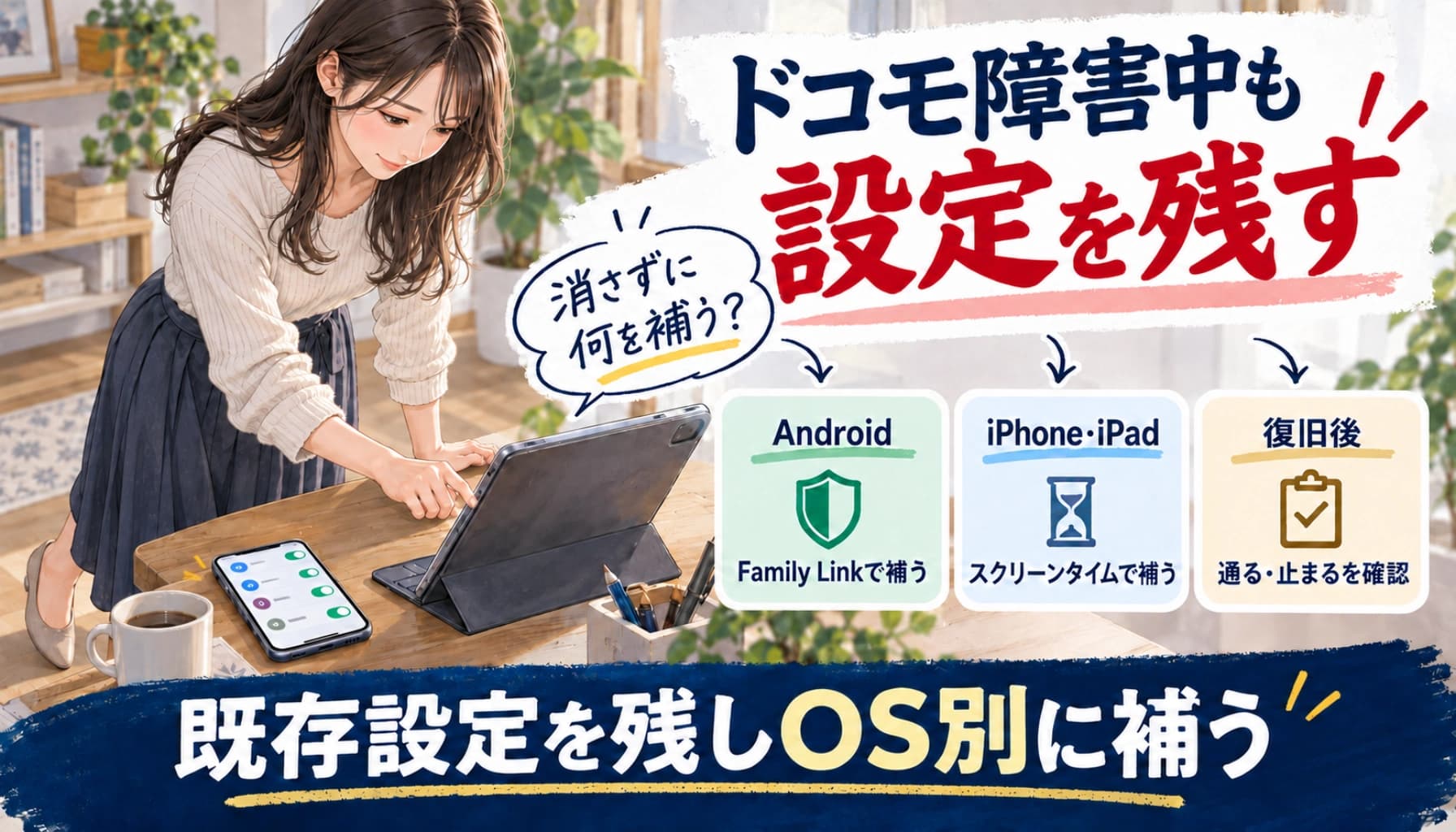 ドコモ「あんしんフィルター」障害中の対処|AndroidとiPhoneで残す設定・補う制限のヒーロー画像