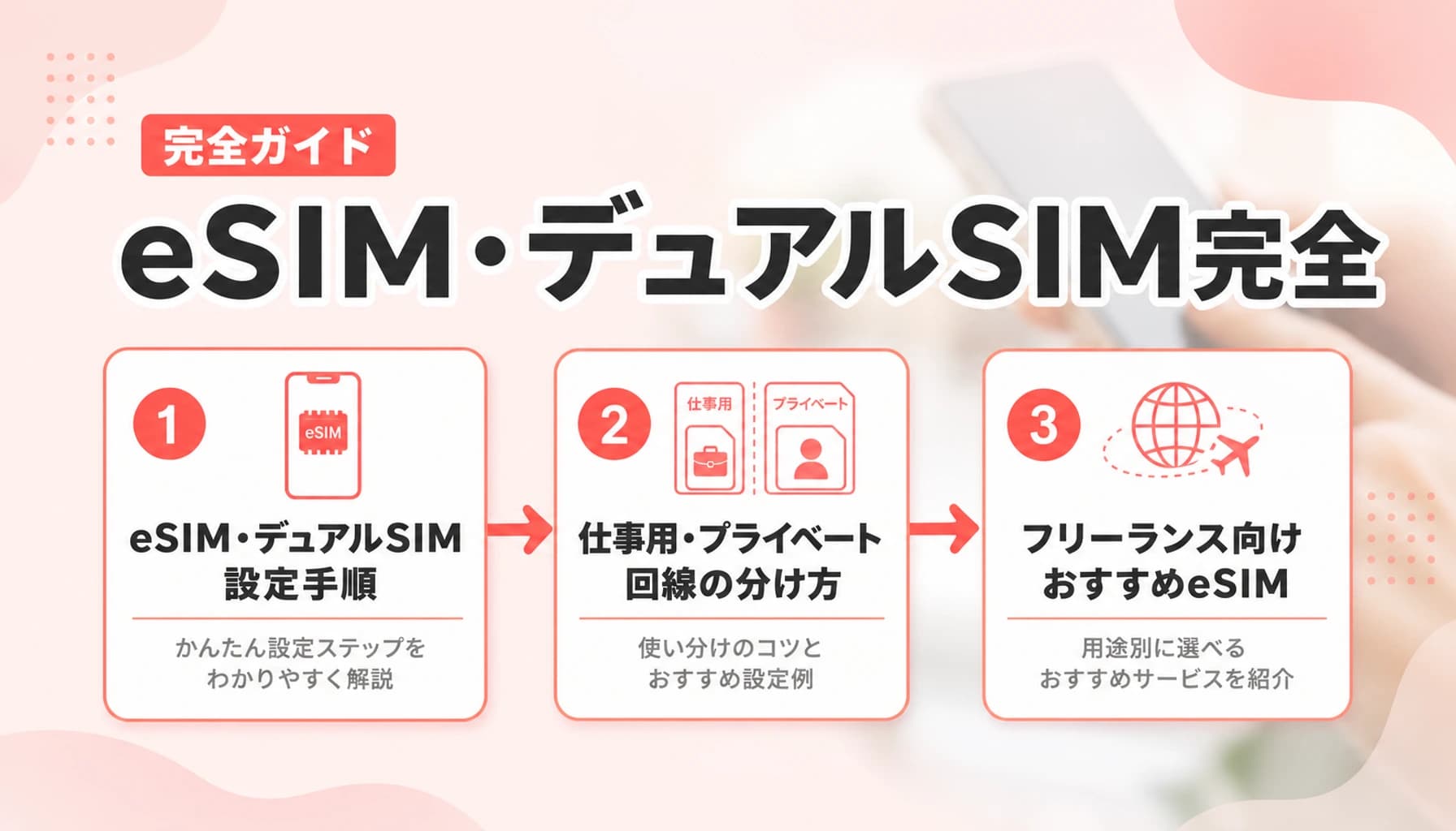 スマホ1台で仕事用と個人用を分ける|eSIM・デュアルSIM設定【2026】のヒーロー画像