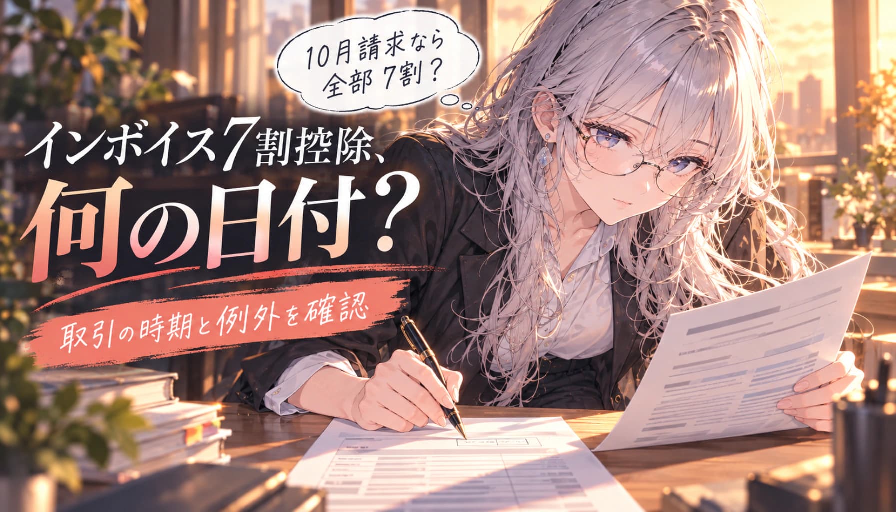 インボイス7割控除はいつから?10月の請求書を一括変更する前の日付確認のヒーロー画像
