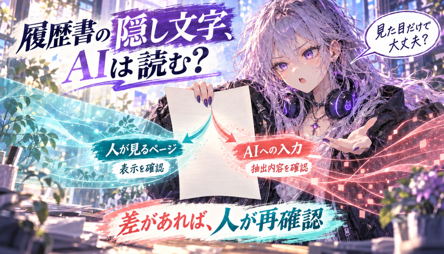 AI採用は履歴書の隠し文字も読む?約1%の研究と、人に戻す確認手順のヒーロー画像