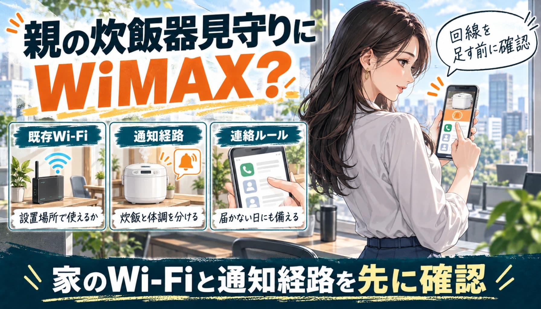 親の炊飯器で見守るのにWiMAXは必要?通信費と通知がない日の確認のヒーロー画像