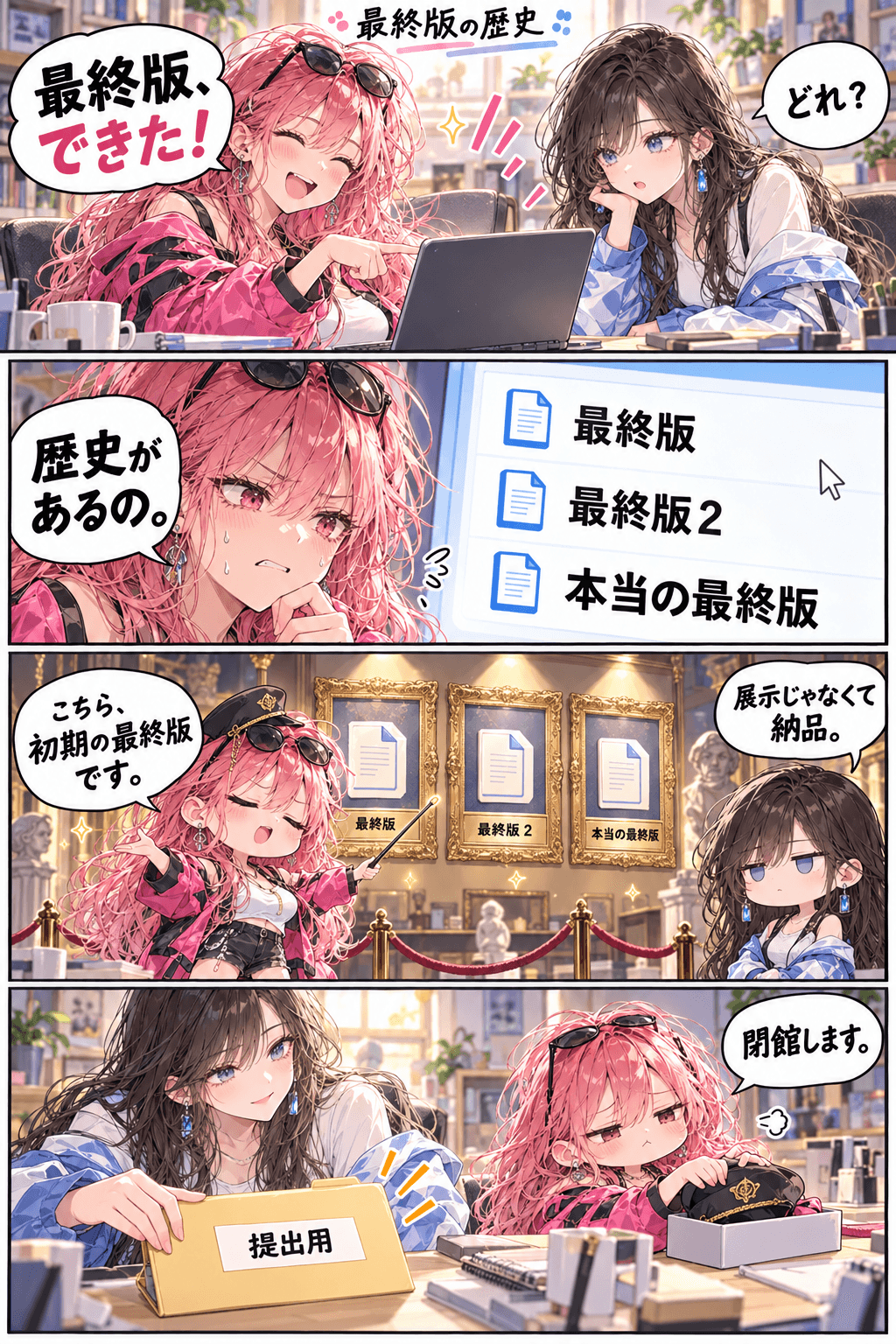 増殖した最終版ファイルを博物館にしてしまうRG01と、納品を促すRG02。
