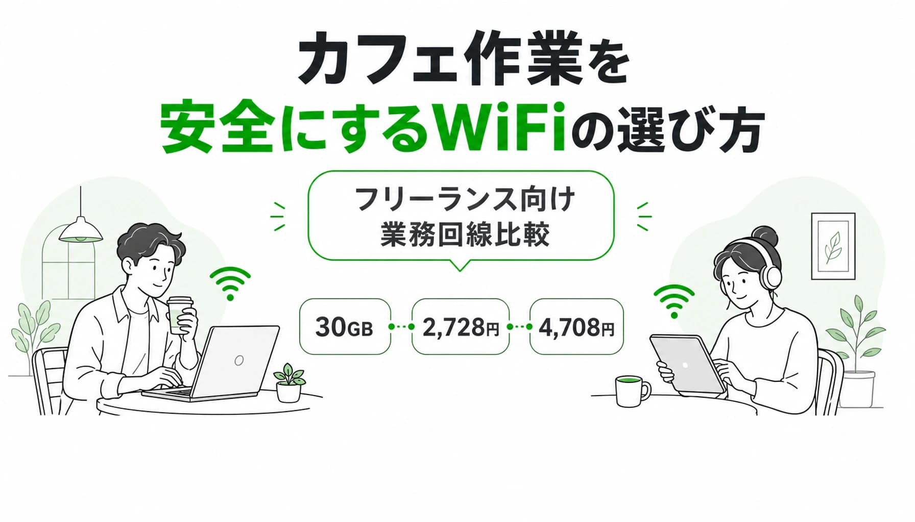 カフェ作業用WiFiの選び方|フリーランスの安全な業務回線のヒーロー画像