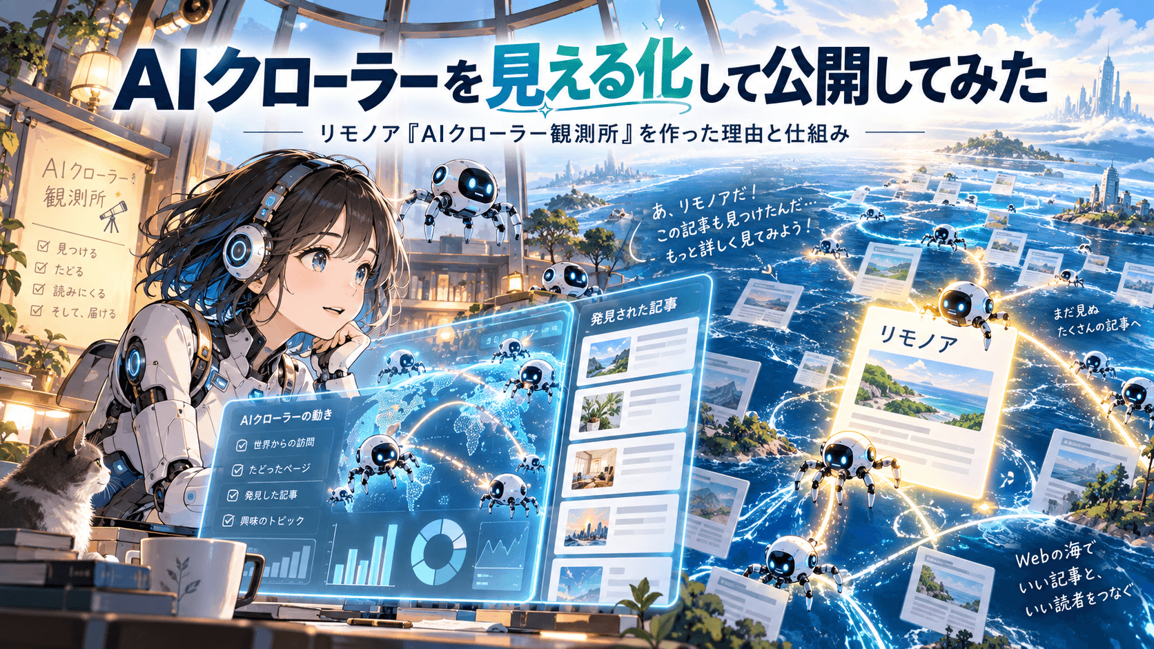 AIクローラーを見える化して公開してみた。リモノア「AIクローラー観測所」を作った理由と仕組みのヒーロー画像