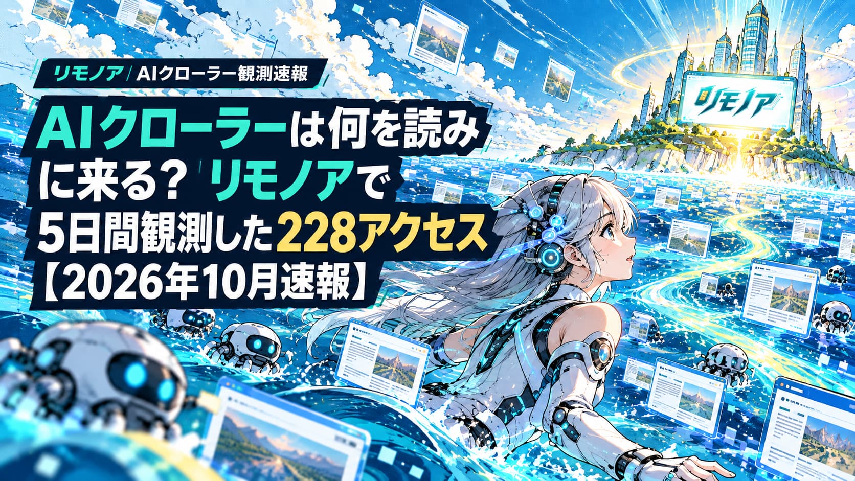 AIクローラーは何を読みに来る?リモノアで5日間観測した228アクセス【2026年10月速報】のヒーロー画像