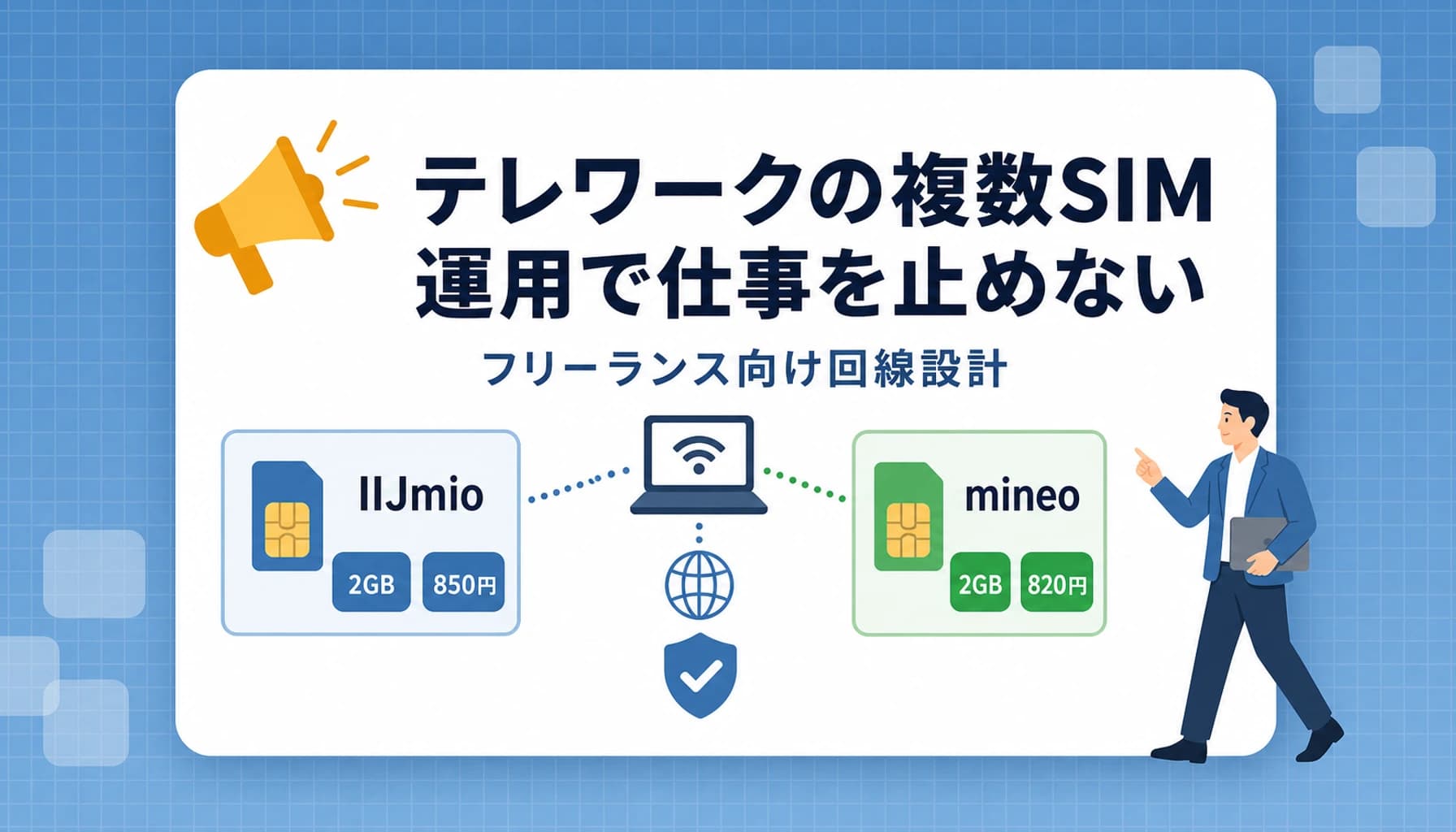 テレワークの複数SIM運用で仕事を止めない|フリーランス向け回線設計のヒーロー画像