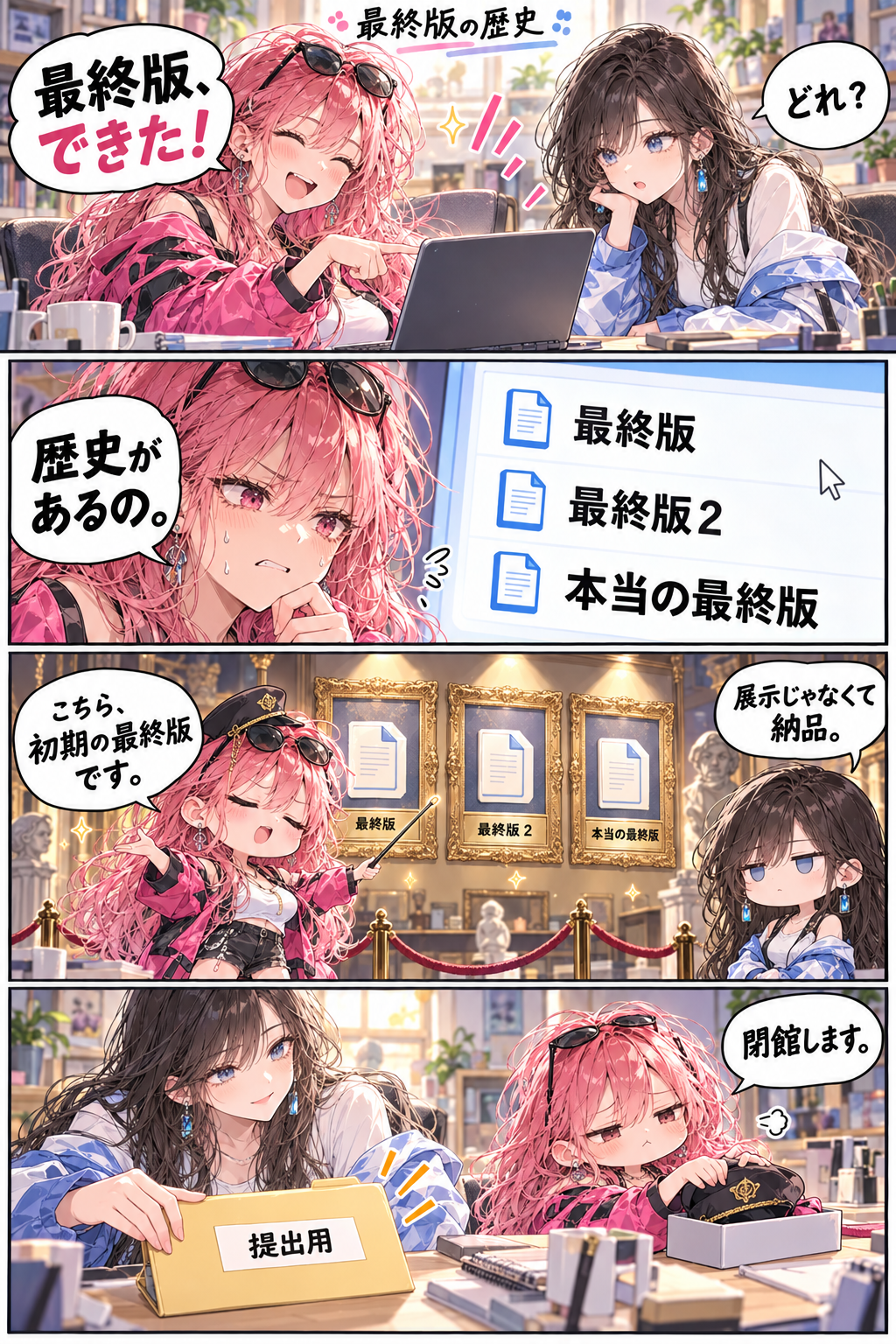 増殖した最終版ファイルを博物館にしてしまうRG01と、納品を促すRG02。