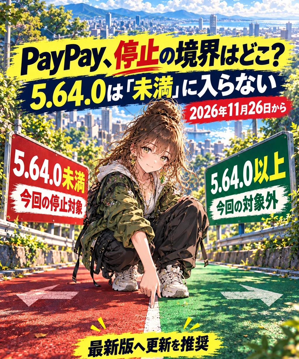 11月26日に止まるのは『5.64.0未満』。OSの数字とは別