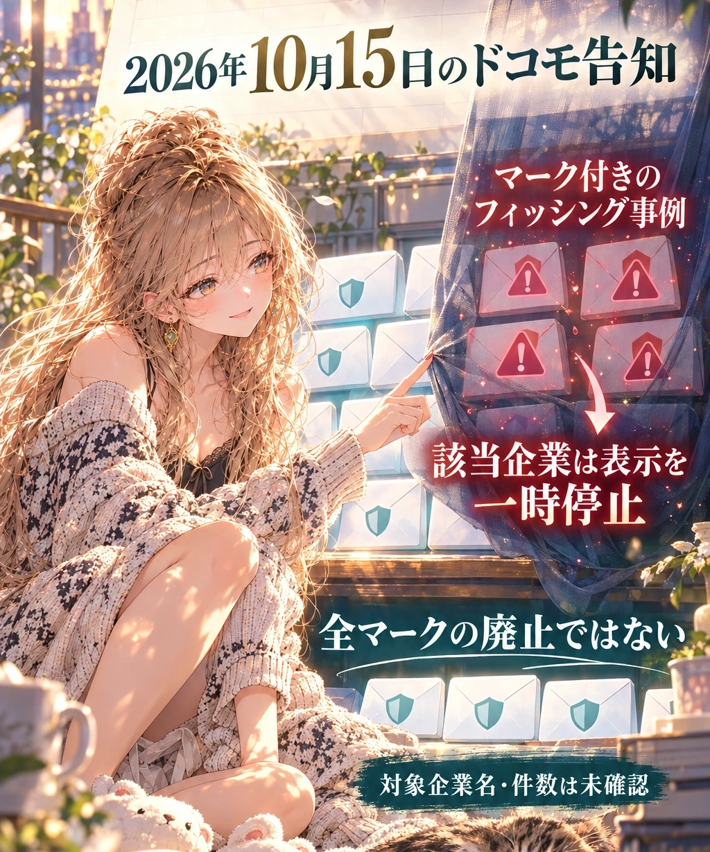 公式マーク付きの詐欺も。10月15日にドコモが告知した範囲