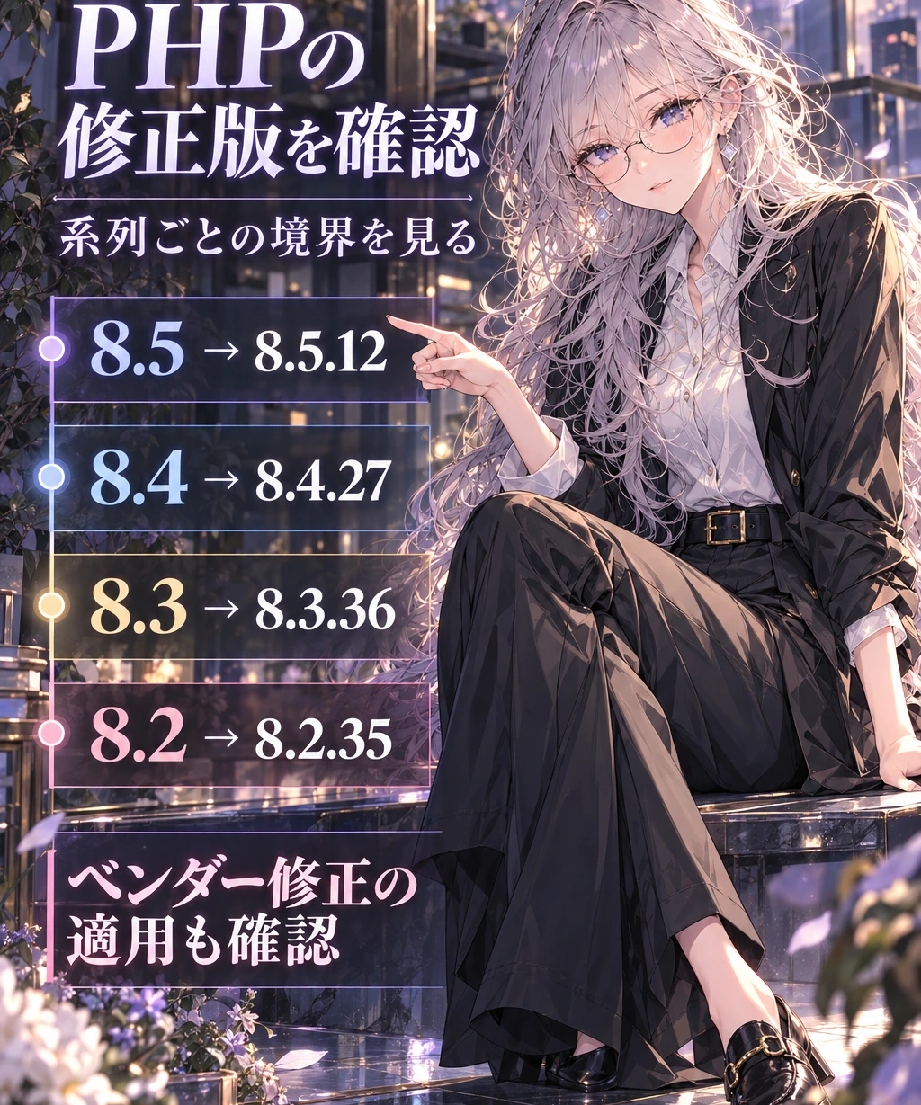 修正版は4系列。番号だけでなく、提供元の修正情報も見る
