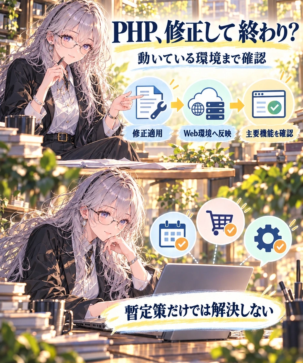 急いで更新し、動いている環境まで確認する