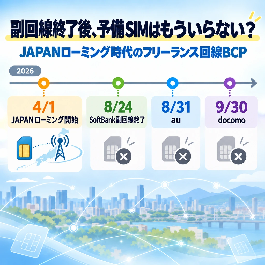 2026年のJAPANローミング開始と副回線サービス終了の時系列