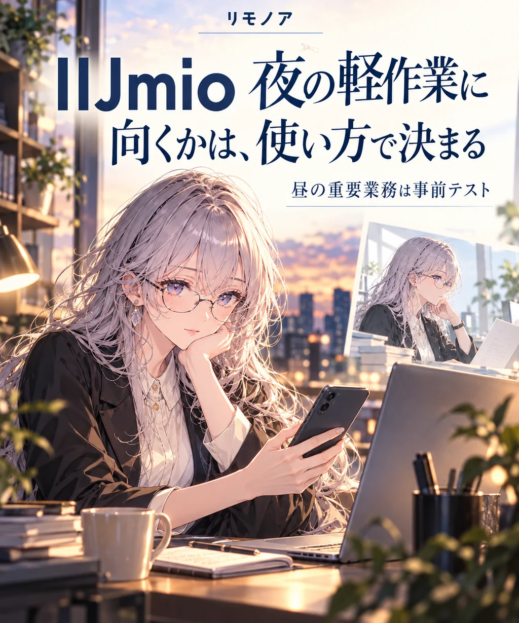 IIJmioの結論:IIJmioは誰に向くか:夜の軽作業に。向くかは、使い方で決まる。昼の重要業務は事前テスト。