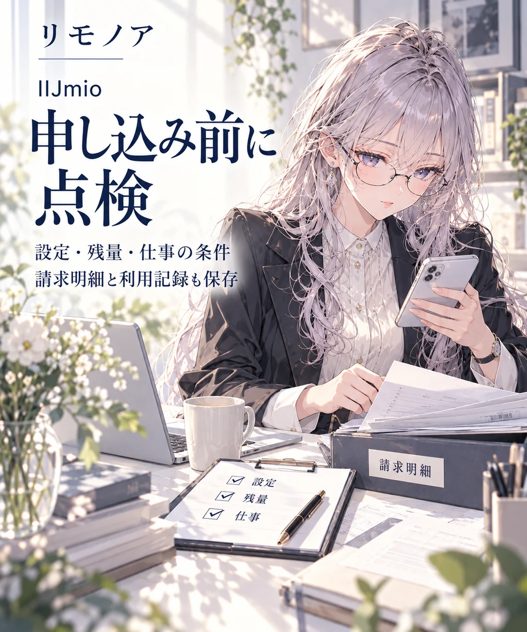 IIJmioの申し込み前に確認すべきこと:申し込み前に点検。設定・残量・仕事の条件。請求明細と利用記録も保存。