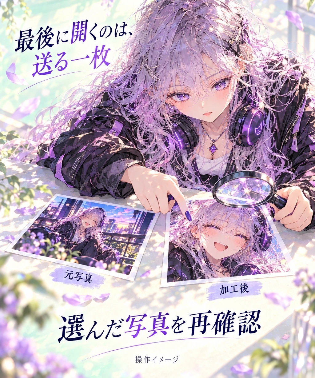 公開前は、編集画面ではなく送る一枚を点検する