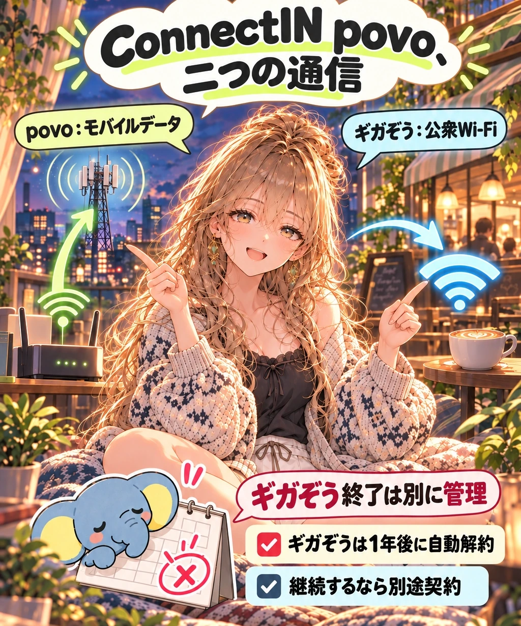ギガぞうWi-Fiの1年終了は、povoの終了と同じではない