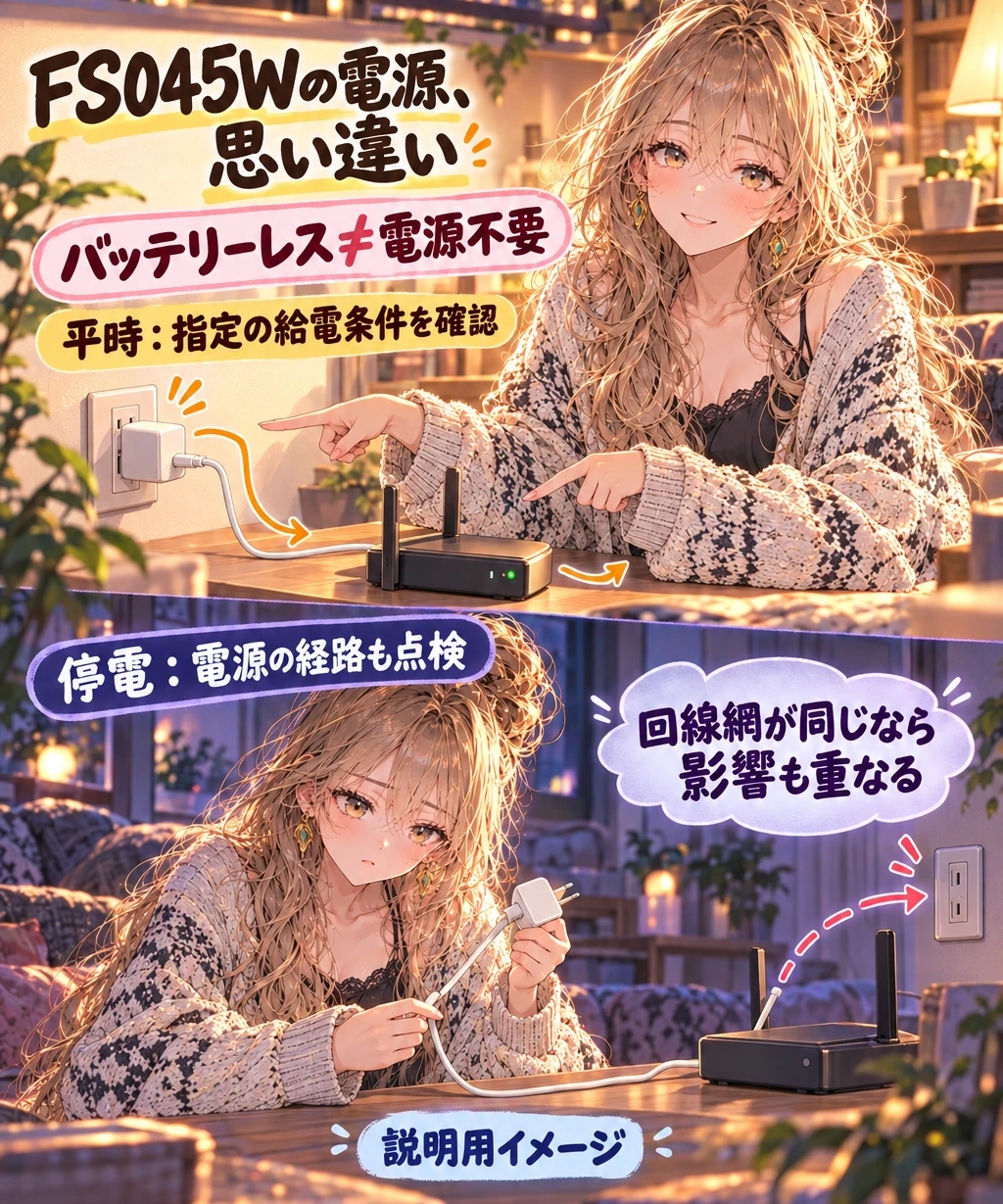 バッテリーレスでも停電は別問題。電源と回線を一緒に点検