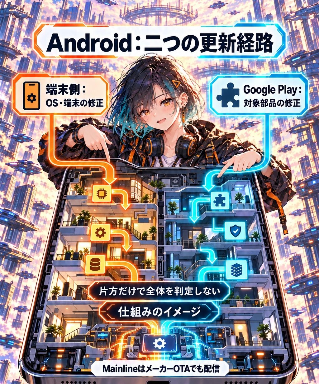 二つの日付は、同じスマホへ届く別の更新経路