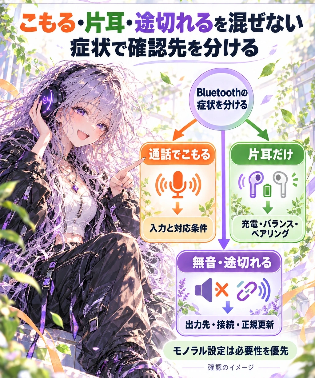 音切れ・片耳・音量低下は分けて調べる