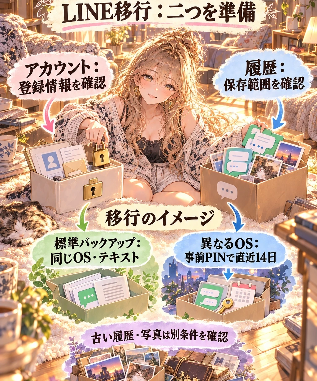 端末を替える前に、アカウントとトーク履歴を別々に守る