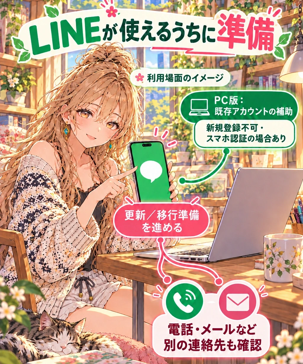 期限までの一手を決める。PC版と予備の連絡先の役割