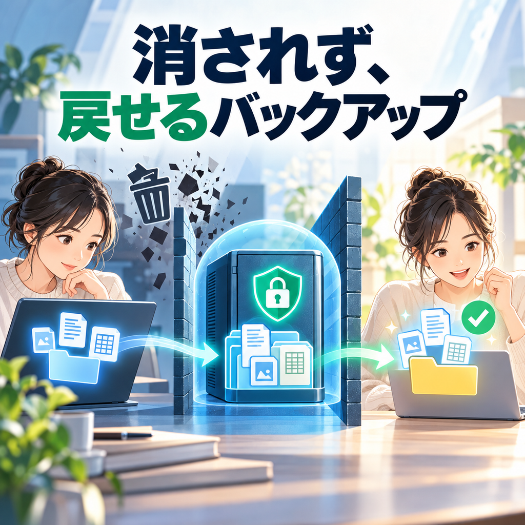 バックアップは「ある」ではなく「消されず戻せる」で確認するの図解
