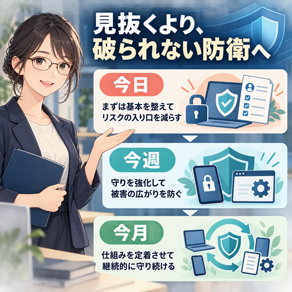 今日・今週・今月で最低防衛ラインを作るの図解