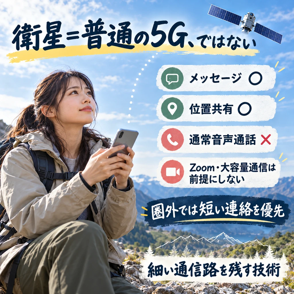 Starlink Directでできる業務連絡と期待すべきでない通信を整理した図解