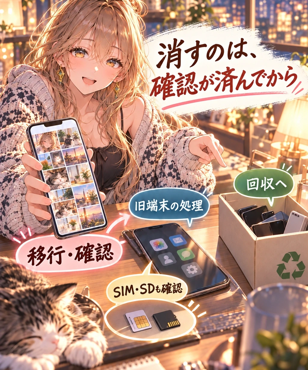 新端末で確認してから初期化・回収へ進む