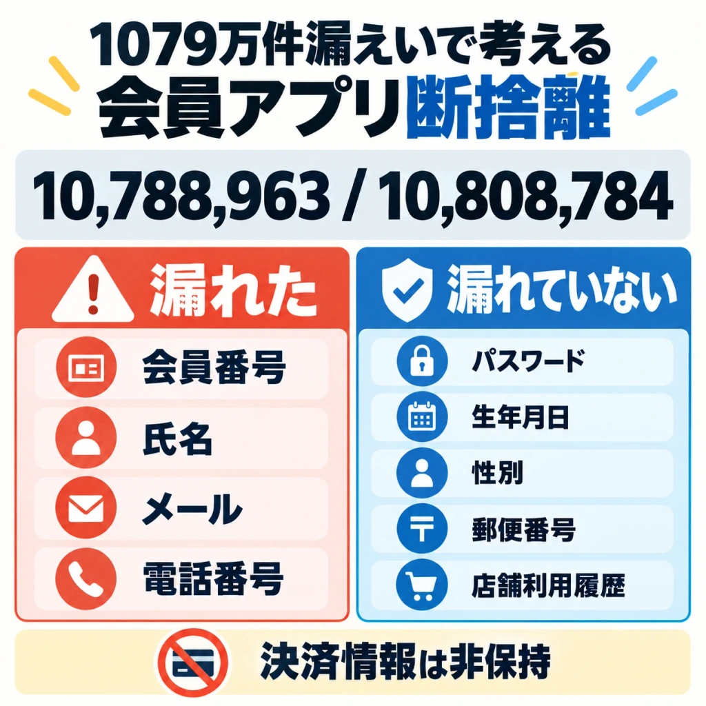 焼肉きんぐ公式アプリの漏えい対象と対象外を整理した図